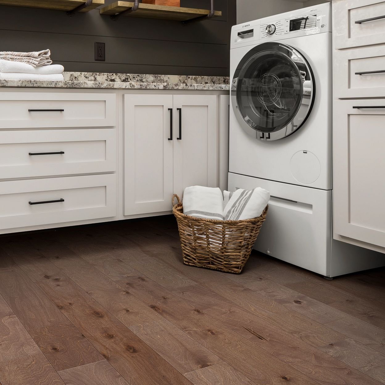 Laundry room with hardwood flooring from Carpet Design Center in the Greenville, NC area